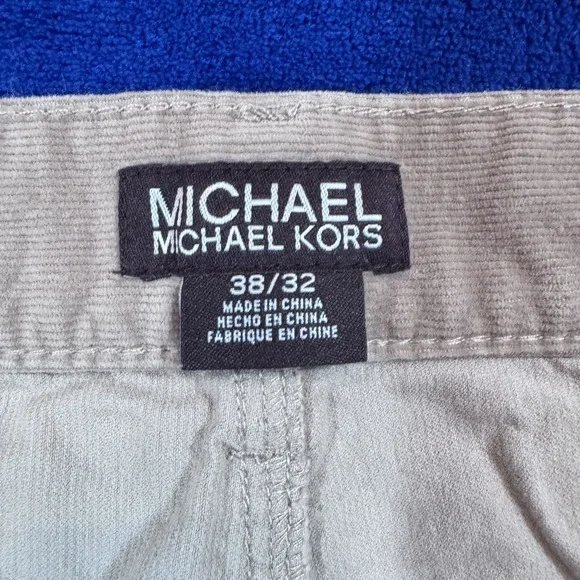 Michael Kors Pants Mens 38x32 Beige Corduroy Straight Fit Classic Casual Logo - Picture 4 of 13
